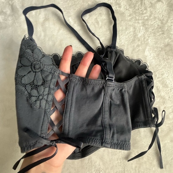 Dark grey Lace Corset Top - Picture 3 of 4